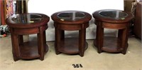 3 Round Glass-Top Tables