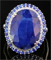 14kt Gold 13.98 ct GIA Sapphire & Diamond Ring