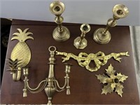 GROUP OF ASSORTED BRASS, CANDLE STICK HOLDERS,