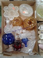Glassware--lamb on basket, covered dish, assorted