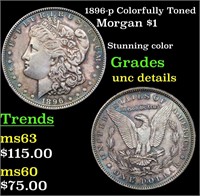 1896-p Colorfully Toned Morgan $1 Grades Unc Detai