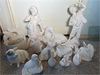 13x Unpainted Ceramic Figurines