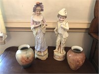 Vintage 20th C Figurines & Cherub Vases