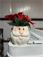 Santa Mug with artificial poinsetta