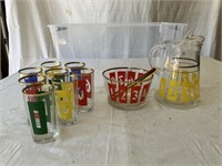MCM Numbered Cocktail Pitcher/Glasses/Ice Bowl Set
