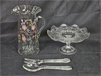 Glass Pedestal, Painted Pircher, Salad Set