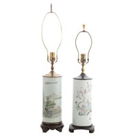 Two Chinese export porcelain vase lamps