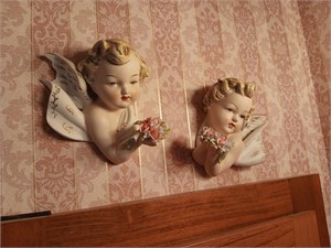 2 Lefton, China wall hangers porcelain angels
