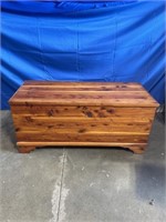 Cedar chest with shelf. Dimensions are 46 x 20 x
