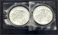 (2) Troy Oz. Silver Rounds "Happy Holiday's"