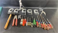 Craftsman hand tools, C Clamps, hammer