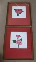 Pair of Flower Watercolor Paintings 2pc