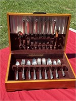Vintage silverware and wooden case