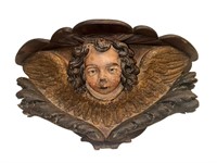 Vintage Carved Wood Cherub Wall Shelf