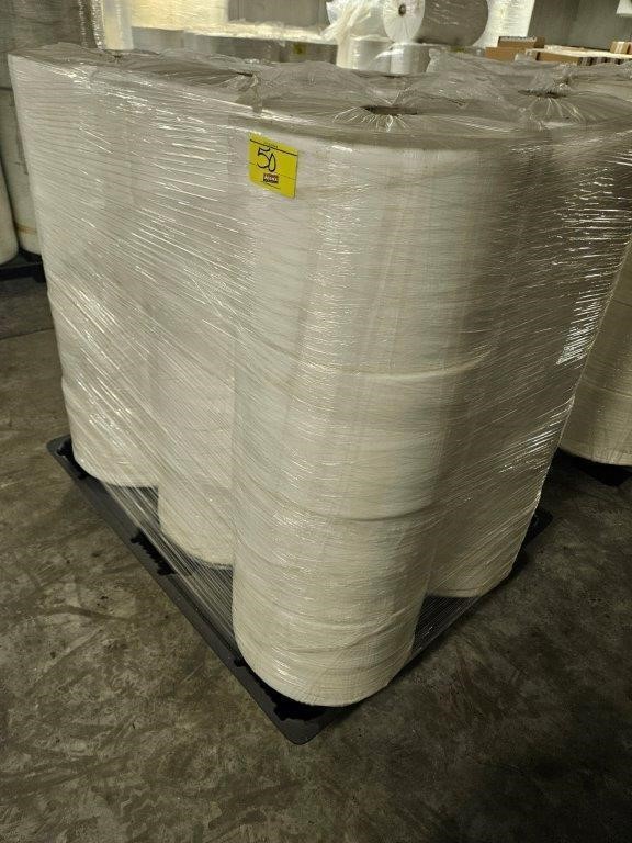 PALLET WITH ROLLS OF WHITE MASK MATERIAL
