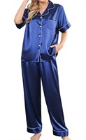 ($39) AUECK Silk Satin Pajamas Set Women,M