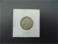 1959 Canadian Twenty - Five Cent Coin