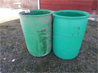 2 Poly 55 gallon drums; no covers
