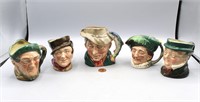 5 Royal Doulton Small "Toby" Mugs