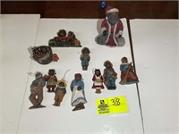 GROUP OF FIGURINES INCLUDING SANTA, SOME BY JUNE M