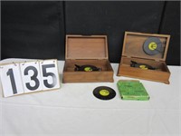 2 Wooden Music Boxes & Thorens Discs