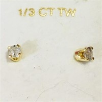 14K Gold & Diamond Earrings & Case