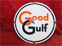 10" Good Gulf Porcelain sign.