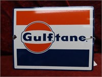 8.5"x11.25" Gulf gulftane oil porcelain sign.
