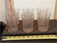 6 Sharon Cabbage Rose pink 4" tumblers