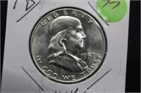 1957-D Uncirculated Franklin Silver Half Dollar