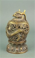 Chinese Bronze Dragon Censer Xuande Mark