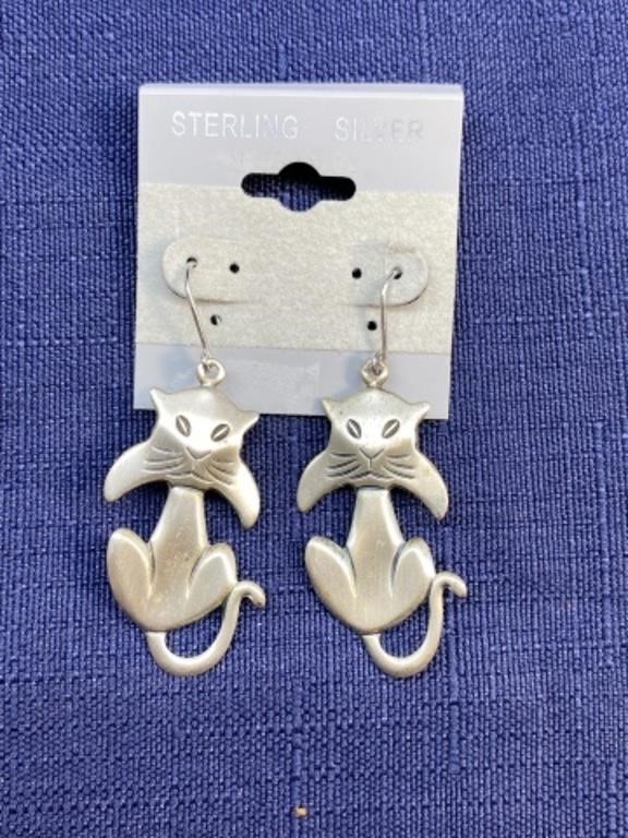 Sterling silver Cat earrings