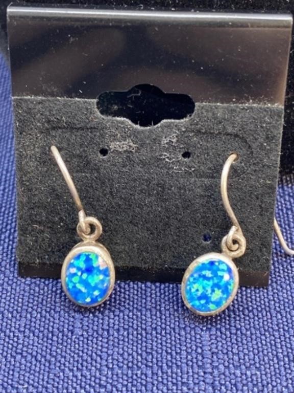 Sterling silver Earrings with blue stones