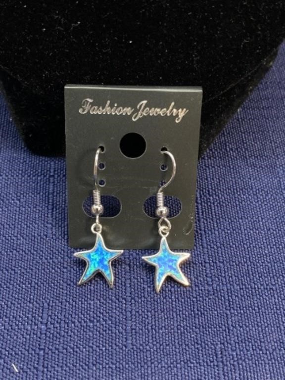 Sterling silver Blue star earrings