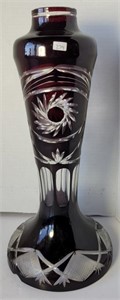 RUBY RED GLASS LAMP BASE
