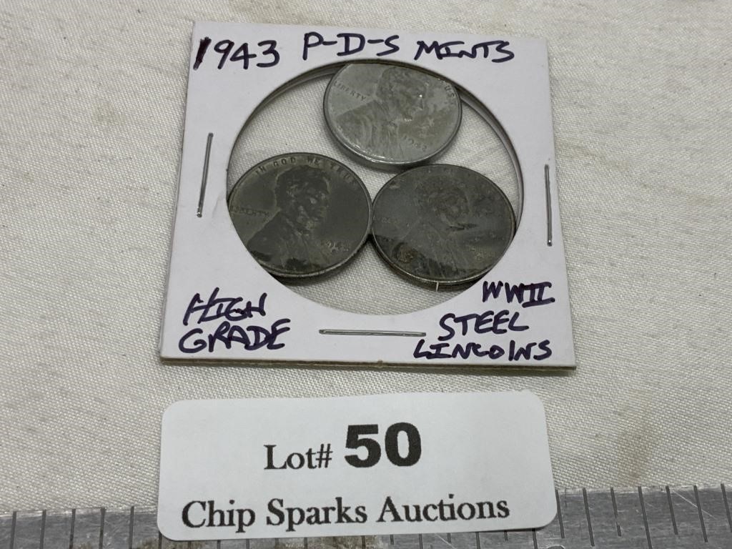 1943 P-D-S Mints WWII Steel Lincolns, High Grade