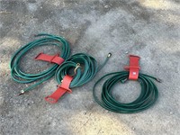 THREE GOOD LAWN WATER HOSES