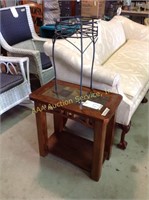 Mission style end table with slate top + metal