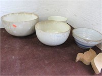 Set of 3 Vintage Bowls, 1 Stoneware Bowl