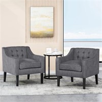 Contemporary Fabric Tufted Accent Chair Charcoal