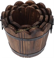 Happyyami 3pcs Carbonized Wood Flowerpot Wooden Fl