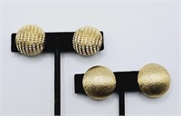 2 Pair of Vintage Trifari Gold Tone Button Earring