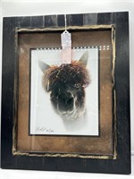 Alpaca print in black frame. 
Refbooth83