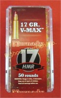 (D) Ammo: Hornady 17HMR V-Max 50 Rounds in Lot