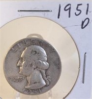 1951 D Washington Silver Quarter