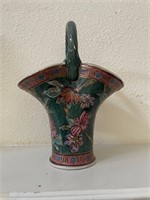 Vintage Chinese Ceramic Floral Basket