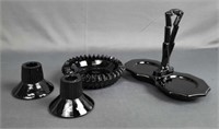 Lot of Assorted Black Glass Pieces Including