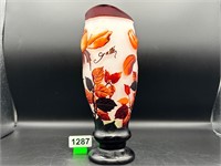 12" Galle Vase Etched Glass (Assumed Reproduction)