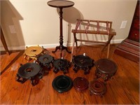 VGT Round Pedestal, Luggage Rack & 9 Asian Stands