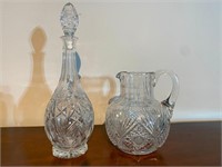 Cut Crystal 8" Pitcher & Decanter 15" H